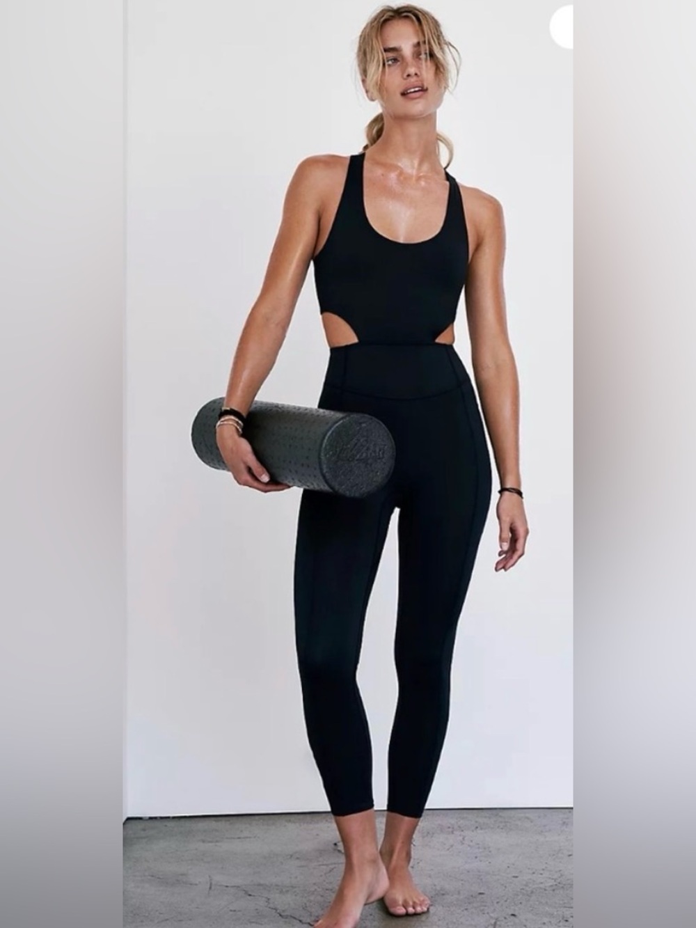 Free People FP Movement My High One Piece Bodysuit Jumpsuit Women Black Sz Med
